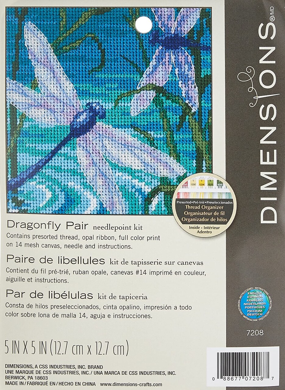 Dimensions Needlepoint Kit, Dragonfly Needlepoint, 5'' W x 5'' H, Various